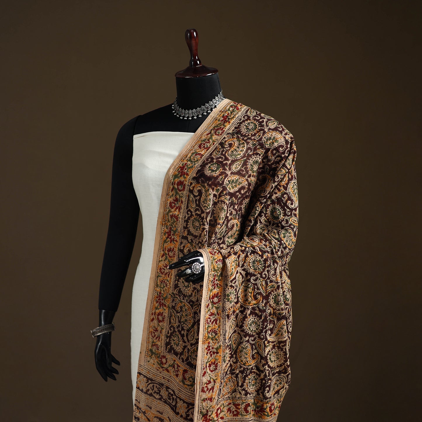 Kalamkari Hand Block Print Natural Dyed Cotton Dupatta 63