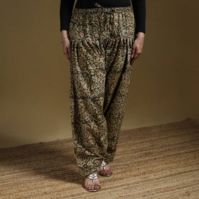 Green - Pedana Kalamkari Hand Block Print Natural Dyed Cotton Salwar 13