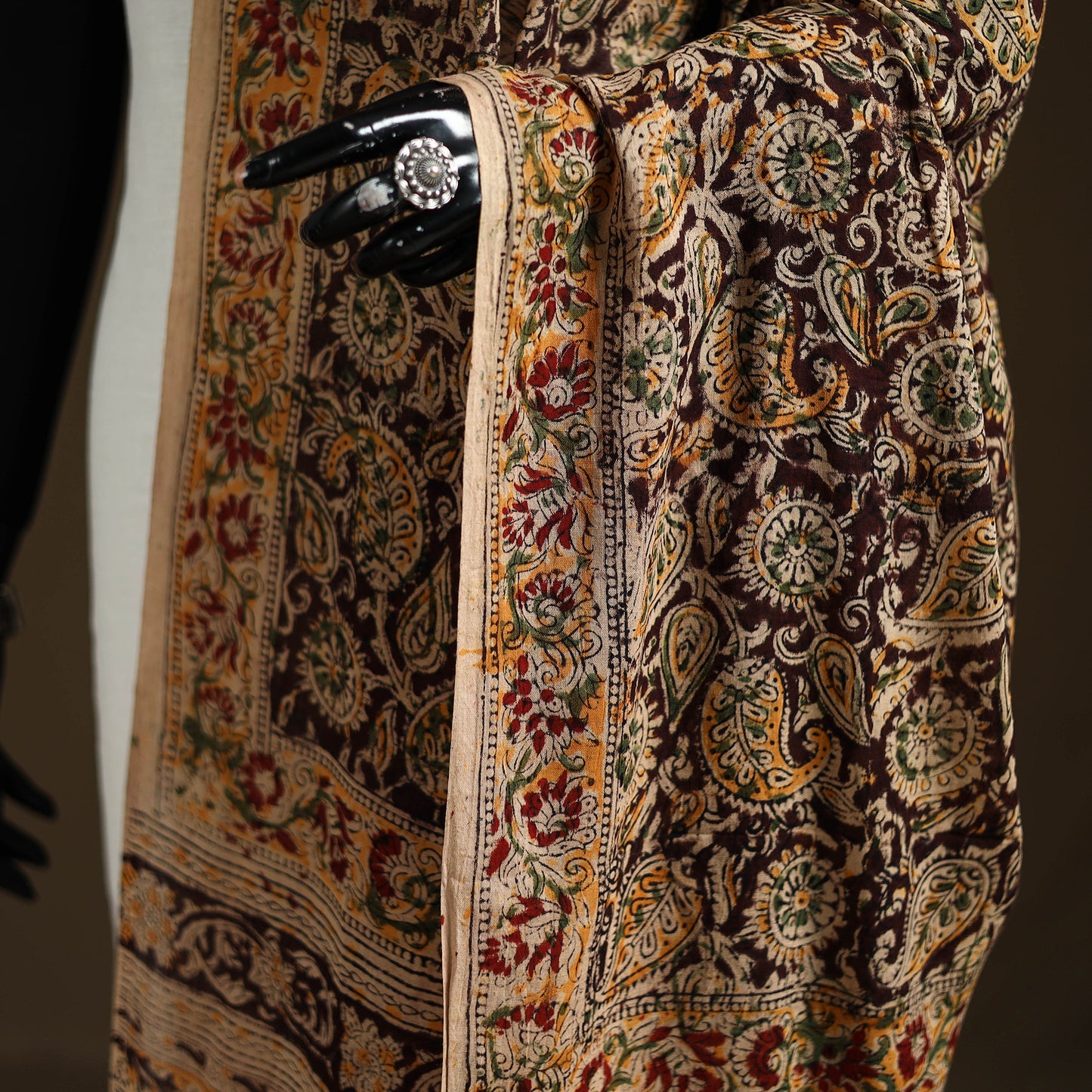 Kalamkari Hand Block Print Natural Dyed Cotton Dupatta 63