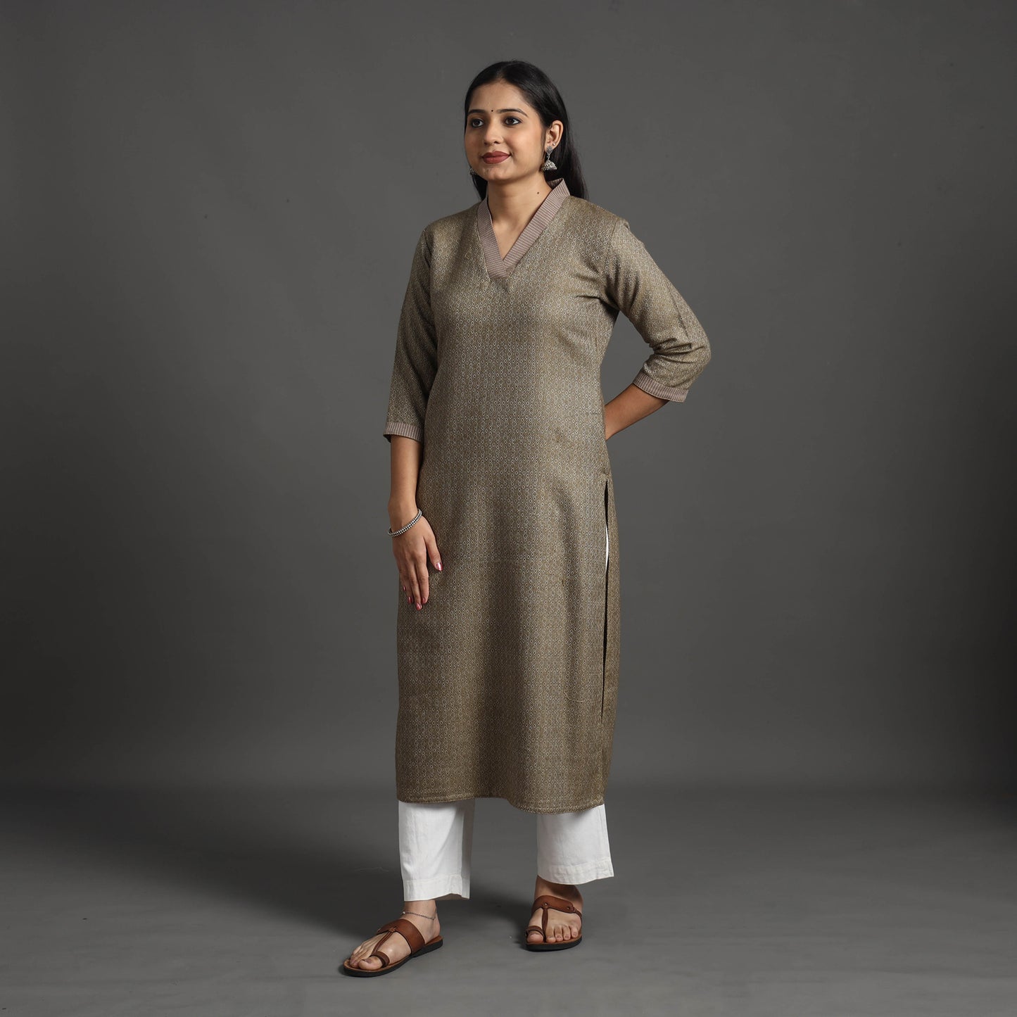 Rasika Brown Merino Woolen Kurta