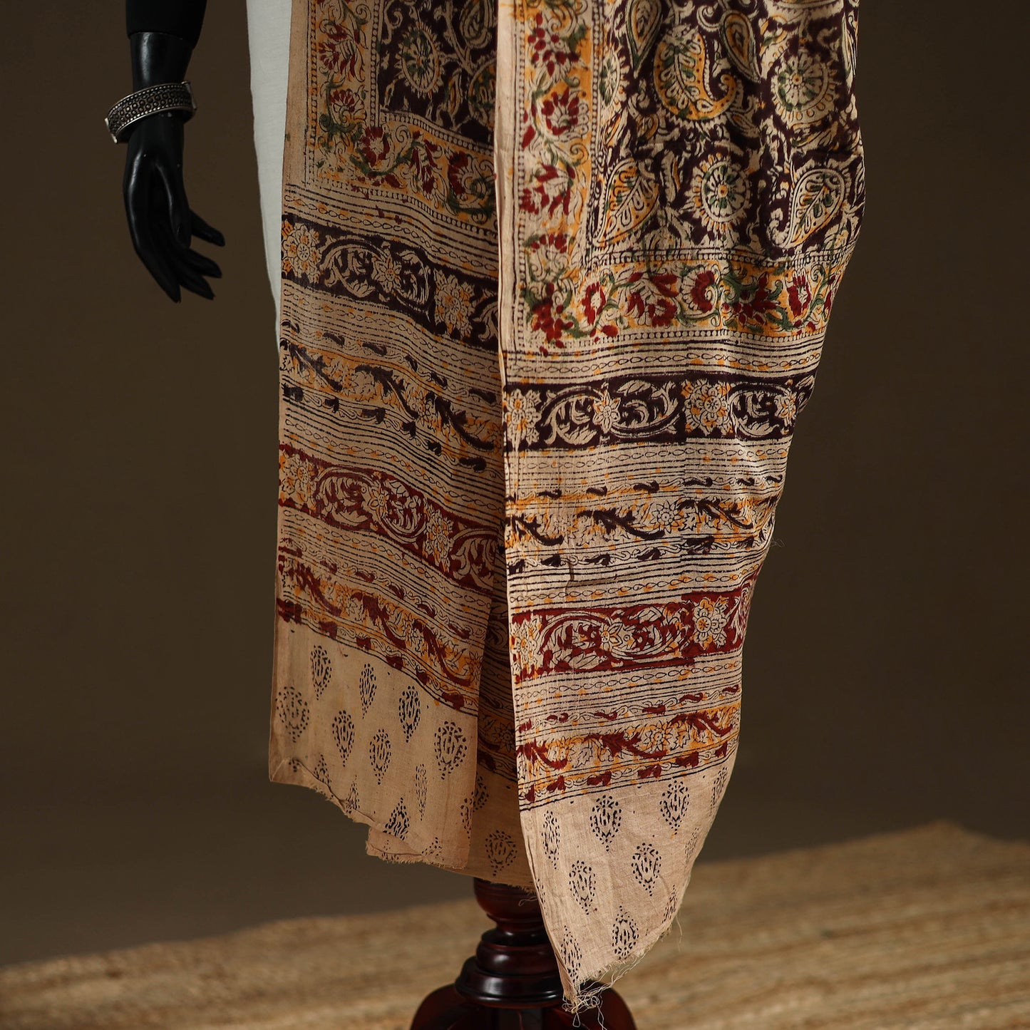 Kalamkari Hand Block Print Natural Dyed Cotton Dupatta 63