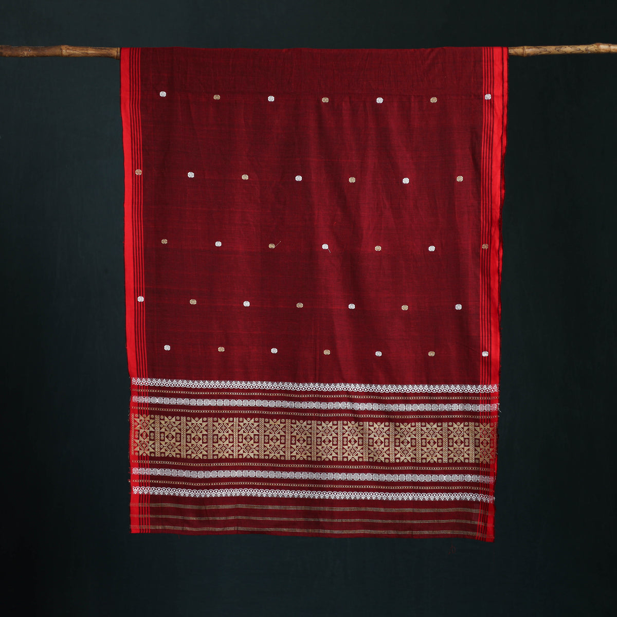 Bamboo Silk Thread Buti Assam Pure Handwoven Saree with Blouse Piece 02