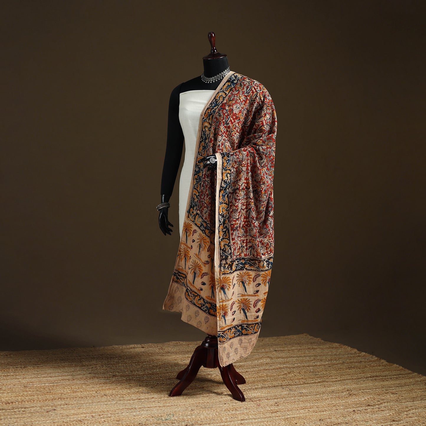 Kalamkari Hand Block Print Natural Dyed Cotton Dupatta 64