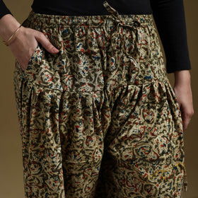 Green - Pedana Kalamkari Hand Block Print Natural Dyed Cotton Salwar 13