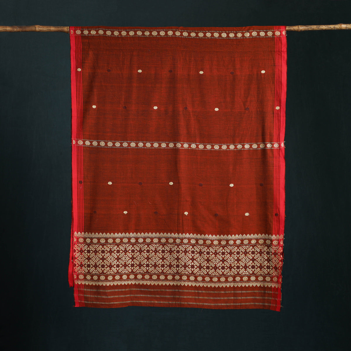 Bamboo Silk Thread Buti Assam Pure Handwoven Saree with Blouse Piece 01