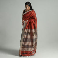 Red - Traditional Maheshwari Silk Cotton Handloom Saree with Thread Border 15