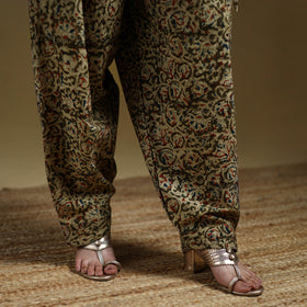 Green - Pedana Kalamkari Hand Block Print Natural Dyed Cotton Salwar 13