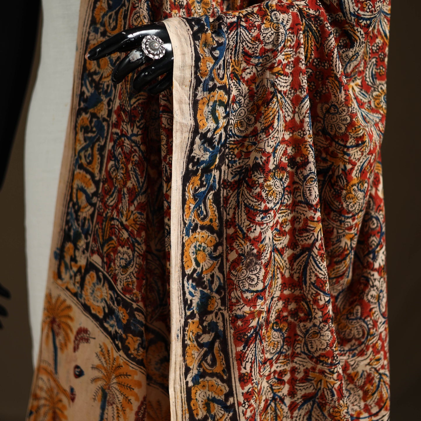 Kalamkari Hand Block Print Natural Dyed Cotton Dupatta 64