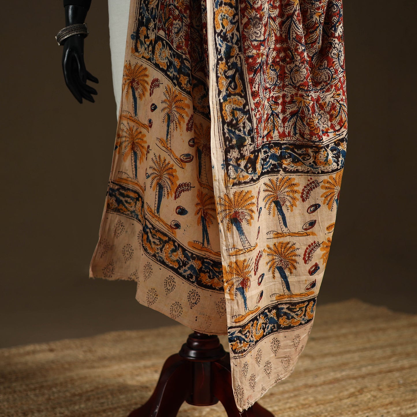 Kalamkari Hand Block Print Natural Dyed Cotton Dupatta 64