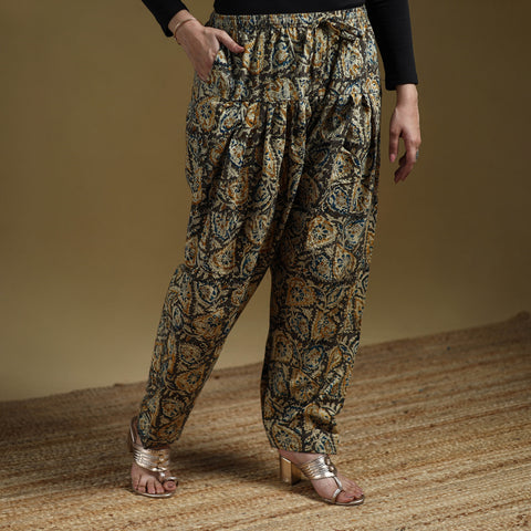 Green - Pedana Kalamkari Hand Block Print Natural Dyed Cotton Salwar 09