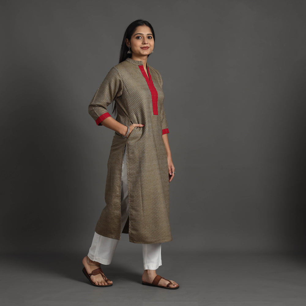 Zeenat Brown Merino Woolen Kurta