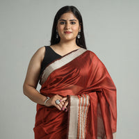 Red - Traditional Maheshwari Silk Cotton Handloom Saree with Thread Border 15