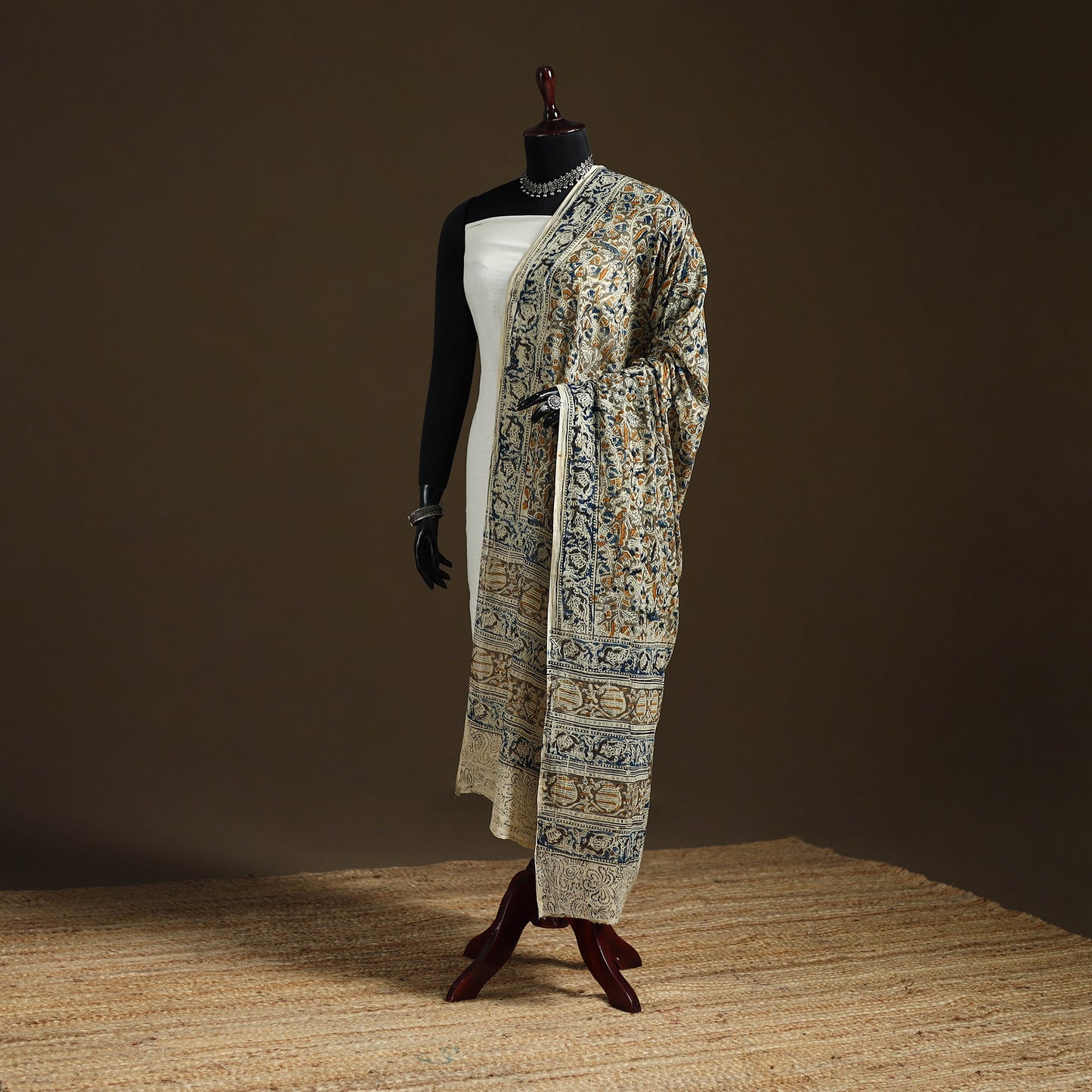 Kalamkari Hand Block Print Natural Dyed Cotton Dupatta 65