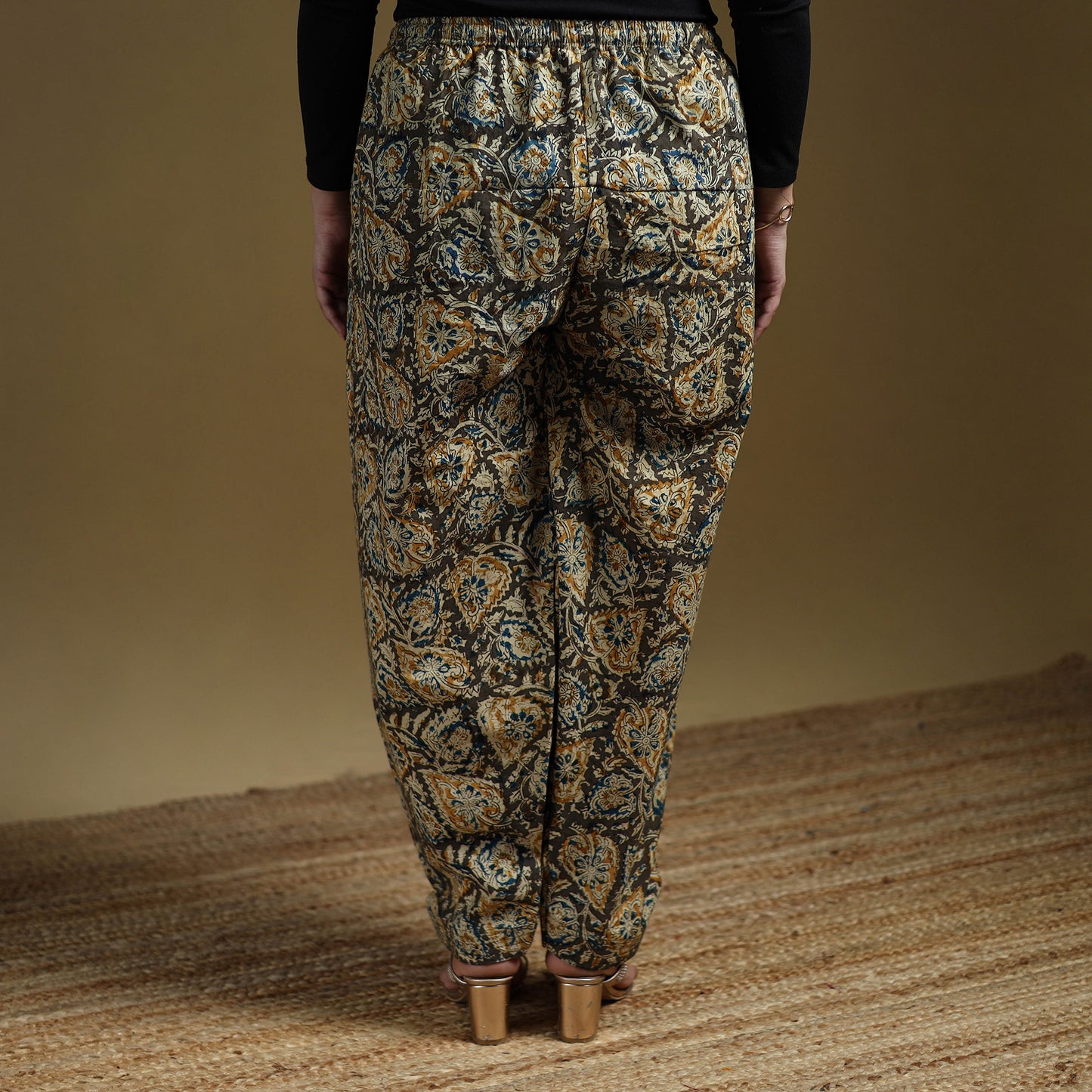 Green - Pedana Kalamkari Hand Block Print Natural Dyed Cotton Salwar 09