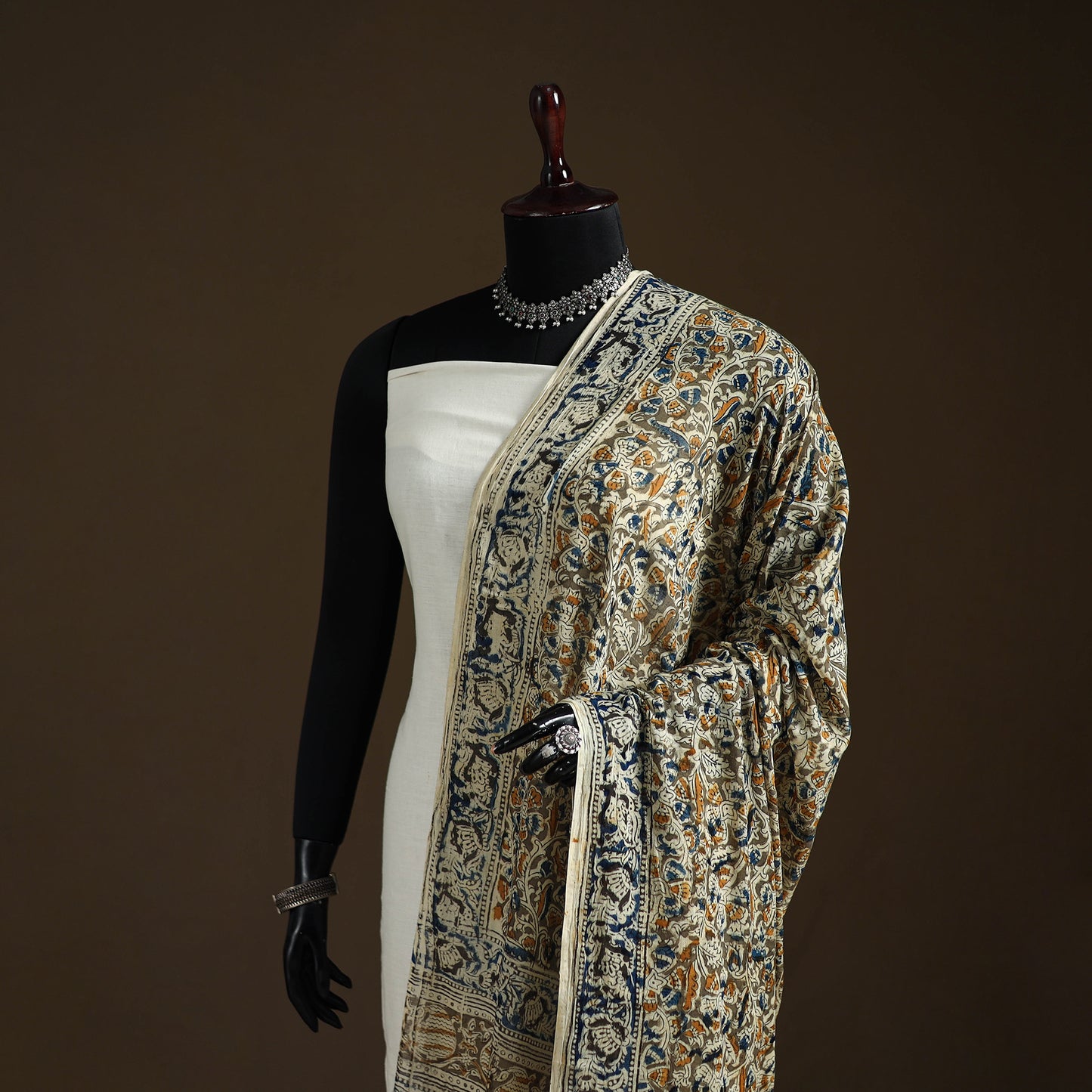 Kalamkari Hand Block Print Natural Dyed Cotton Dupatta 65