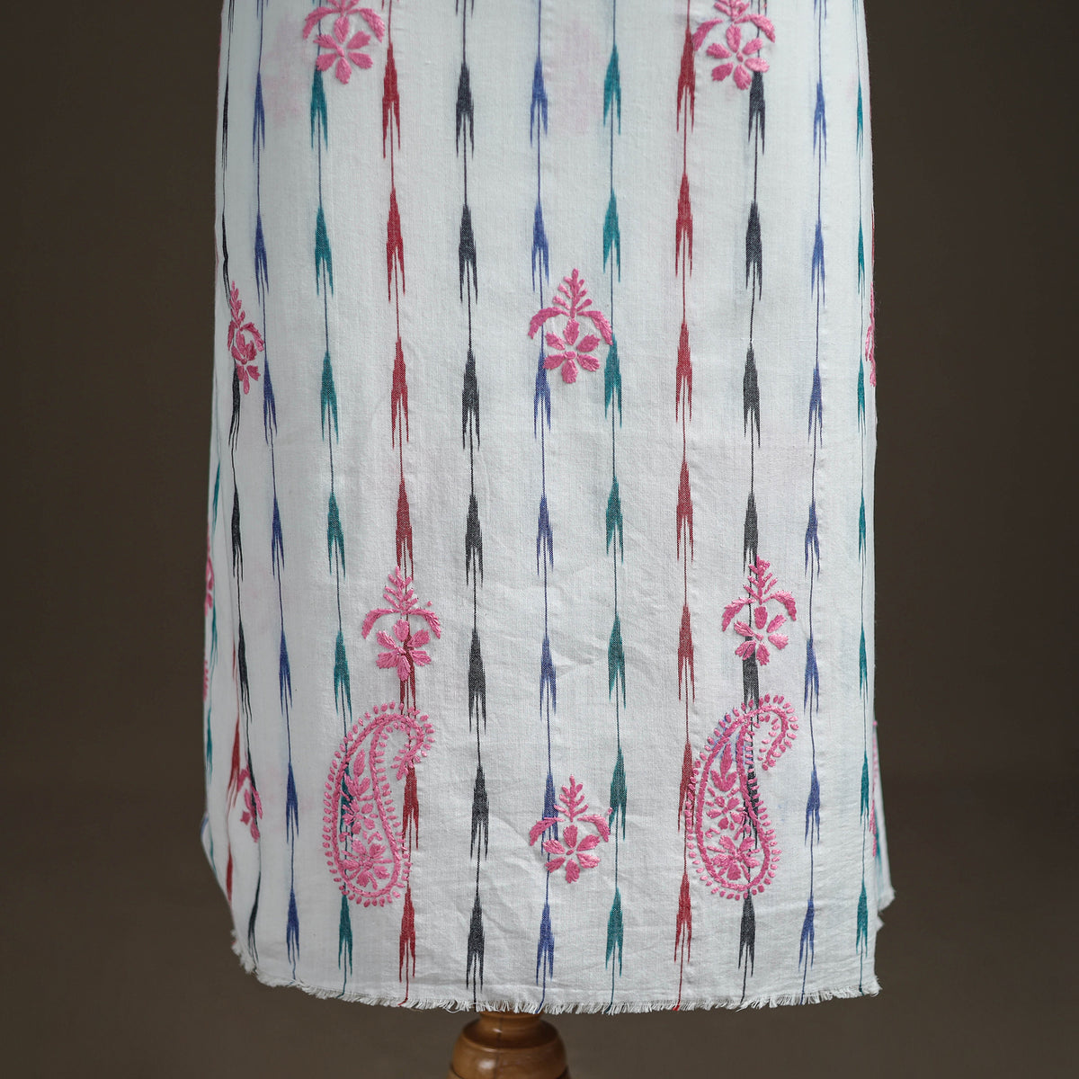 Lucknowi Chikankari Hand Embroidered Cotton Unstitched Kurta Material (2.5M) 11