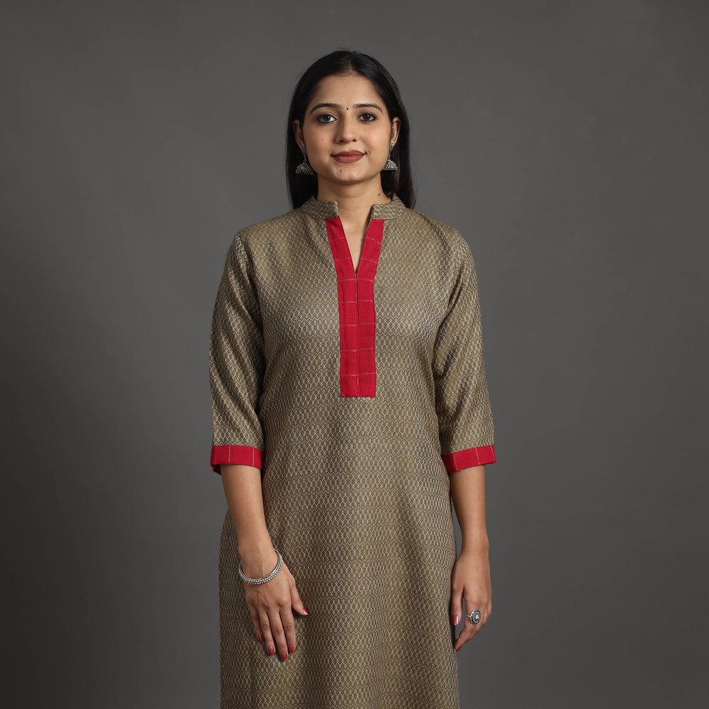 Zeenat Brown Merino Woolen Kurta