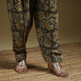 Green - Pedana Kalamkari Hand Block Print Natural Dyed Cotton Salwar 09