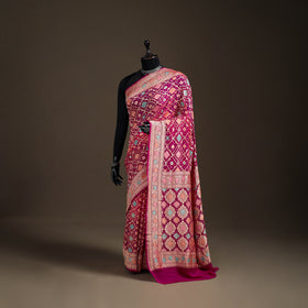 Kutch Bandhani Fine Georgette Banarasi Neem Zari Jaal Saree 01