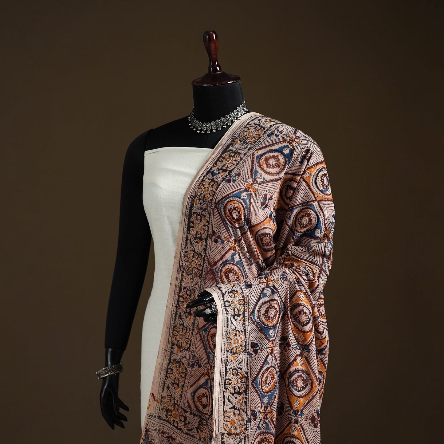 Kalamkari Hand Block Print Natural Dyed Cotton Dupatta 66