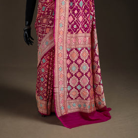 Kutch Bandhani Fine Georgette Banarasi Neem Zari Jaal Saree 01