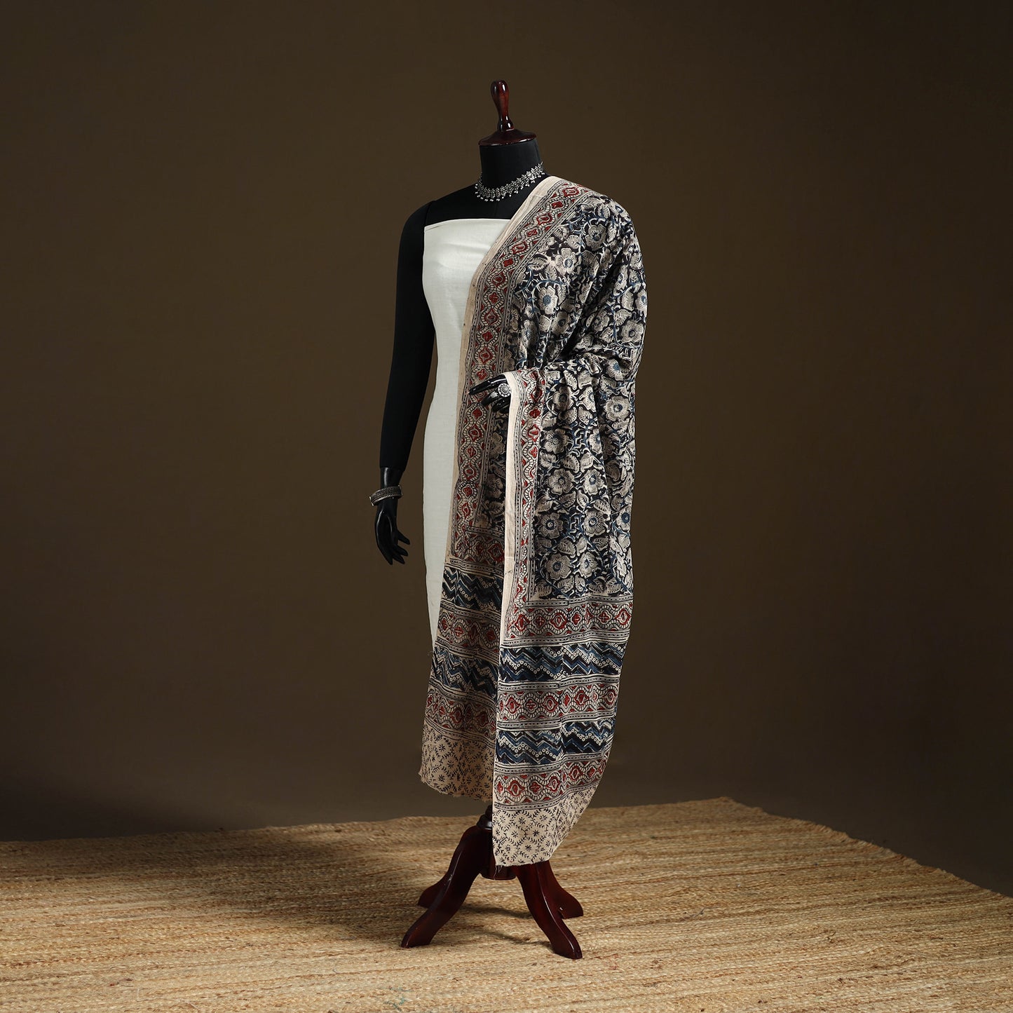 Kalamkari Hand Block Print Natural Dyed Cotton Dupatta 67