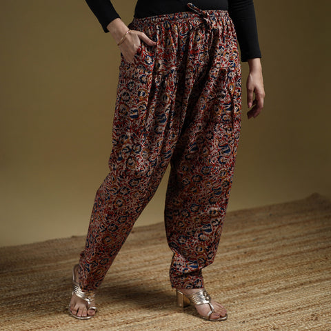 Red - Pedana Kalamkari Hand Block Print Natural Dyed Cotton Salwar 06