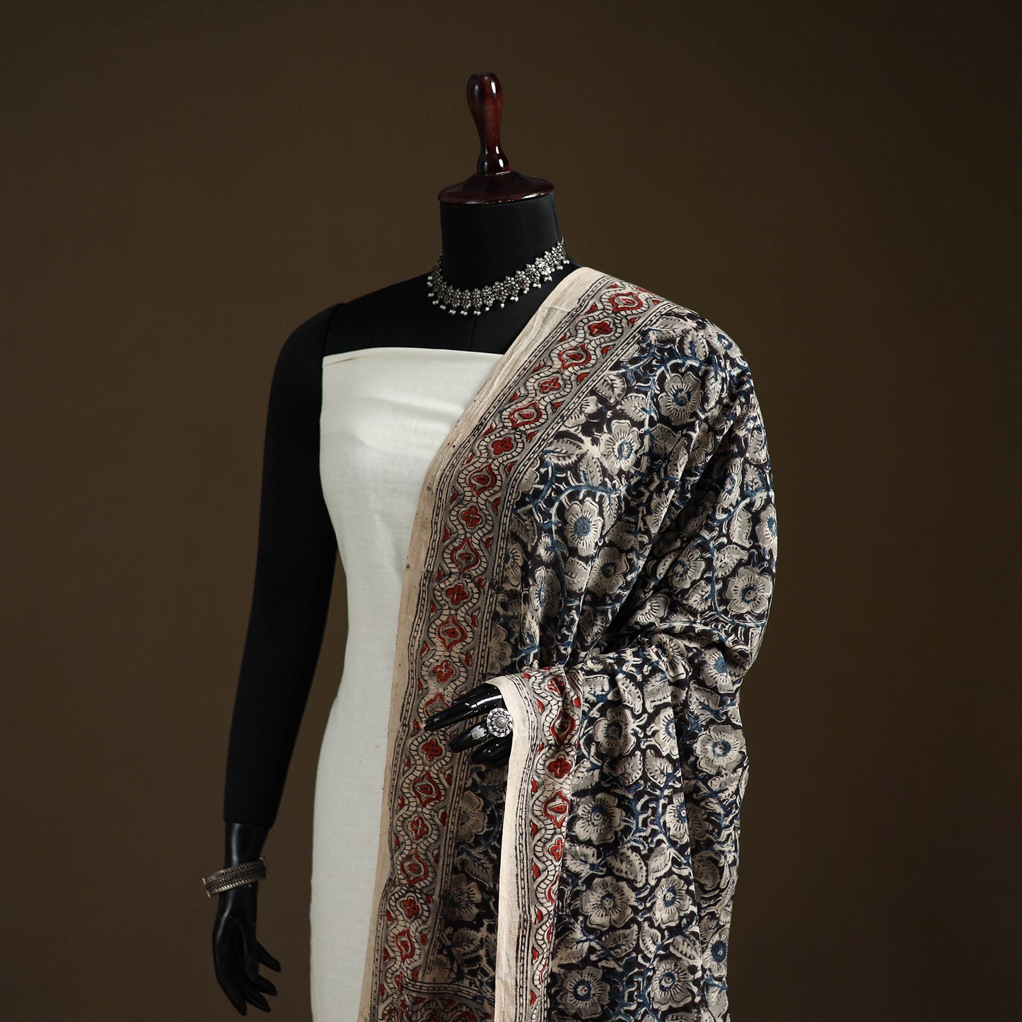 Kalamkari Hand Block Print Natural Dyed Cotton Dupatta 67