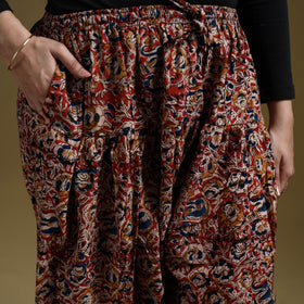 Red - Pedana Kalamkari Hand Block Print Natural Dyed Cotton Salwar 06