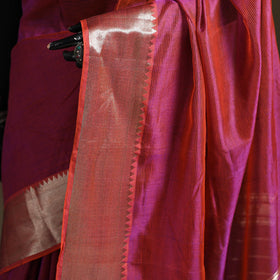 Pink - Pure Handwoven Mangalagiri Silk Cotton Pattu Saree with Zari Border 14