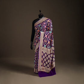 Kutch Bandhani Fine Georgette Banarasi Neem Zari Jaal Saree 03