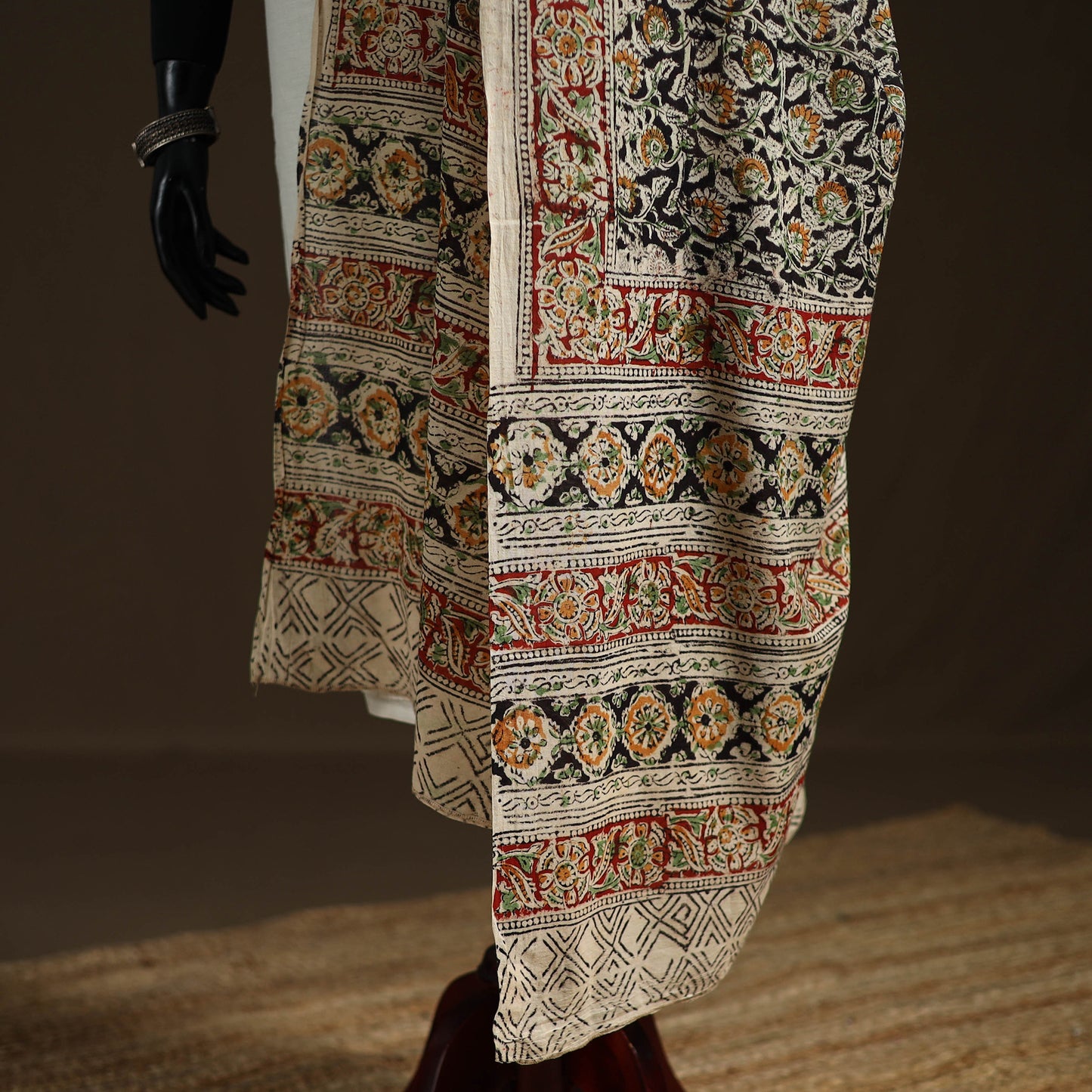 Kalamkari Hand Block Print Natural Dyed Cotton Dupatta 68
