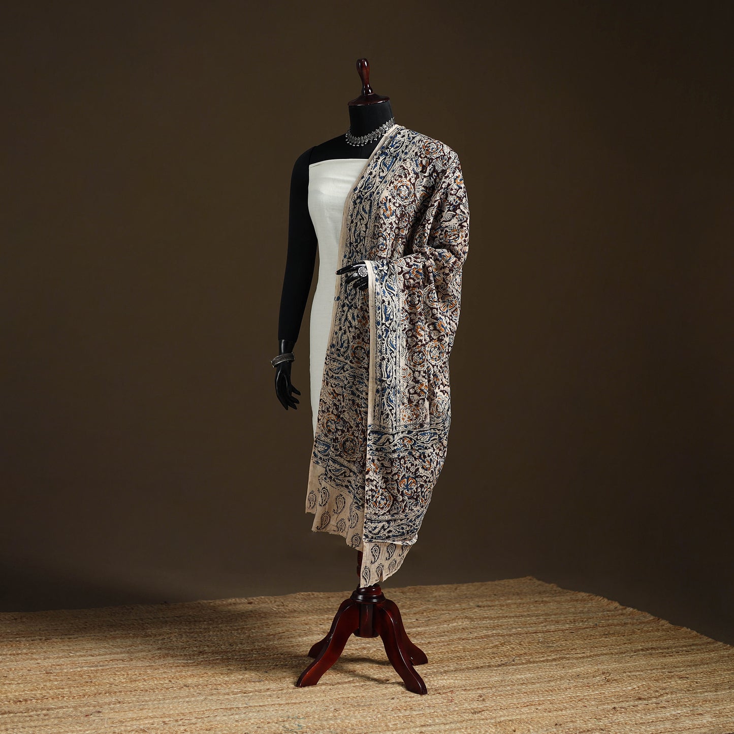 Kalamkari Hand Block Print Natural Dyed Cotton Dupatta 69