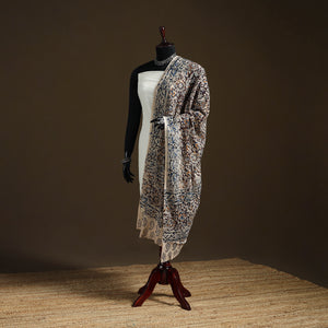 Beige - Kalamkari Hand Block Print Natural Dyed Cotton Dupatta 69