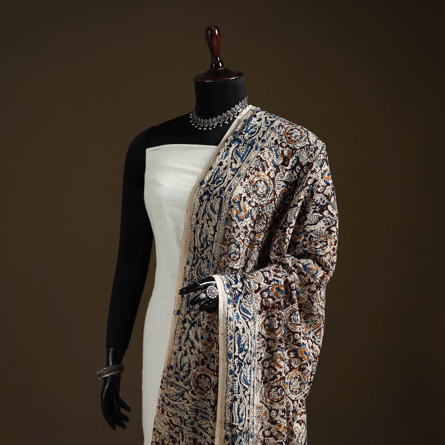 Kalamkari Hand Block Print Natural Dyed Cotton Dupatta 69