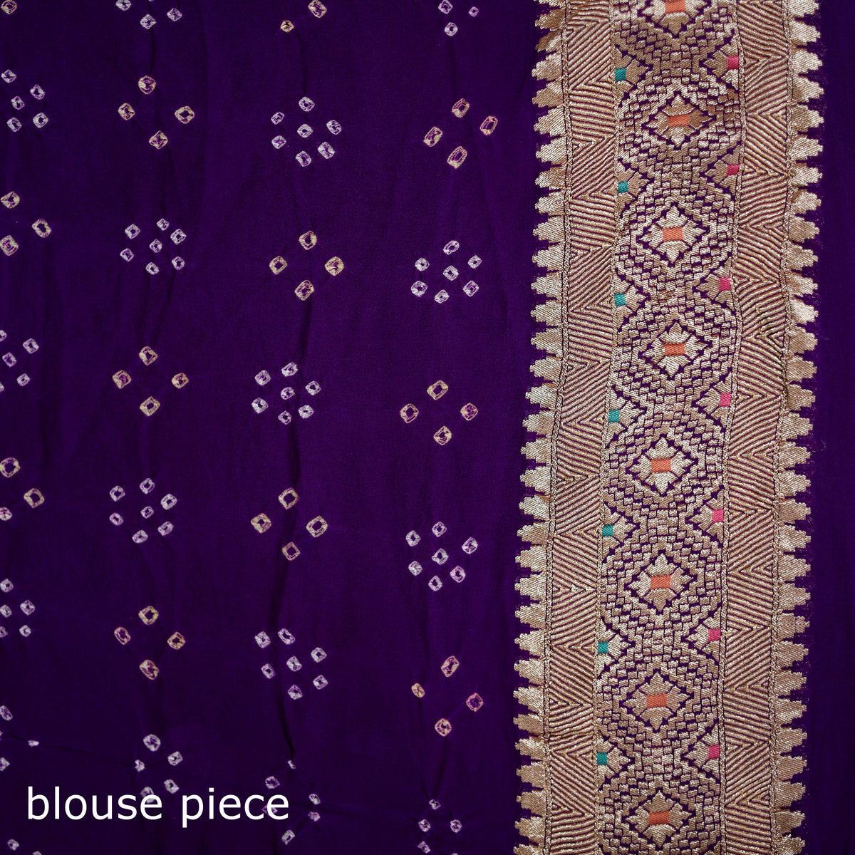 Kutch Bandhani Fine Georgette Banarasi Neem Zari Jaal Saree 03