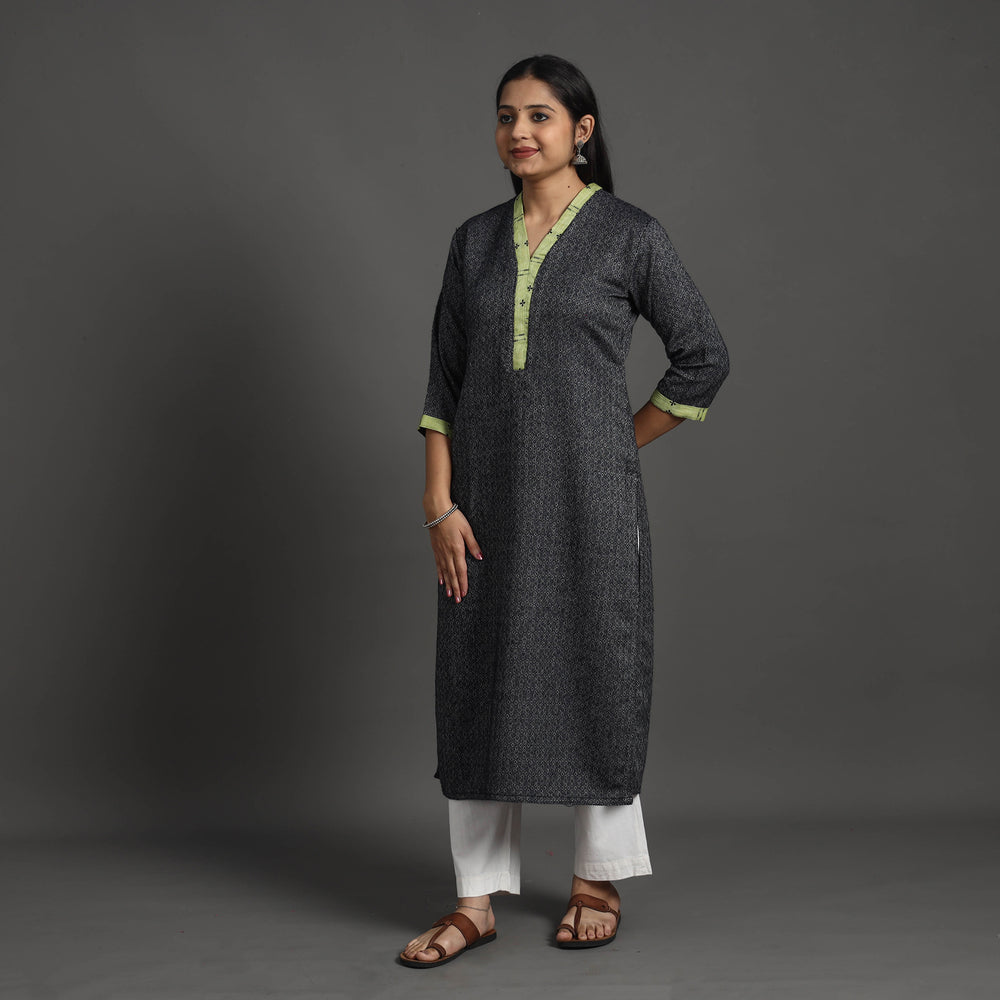 Inaya Black Merino Woolen Kurta