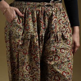 Yellow - Pedana Kalamkari Hand Block Print Natural Dyed Cotton Salwar 04