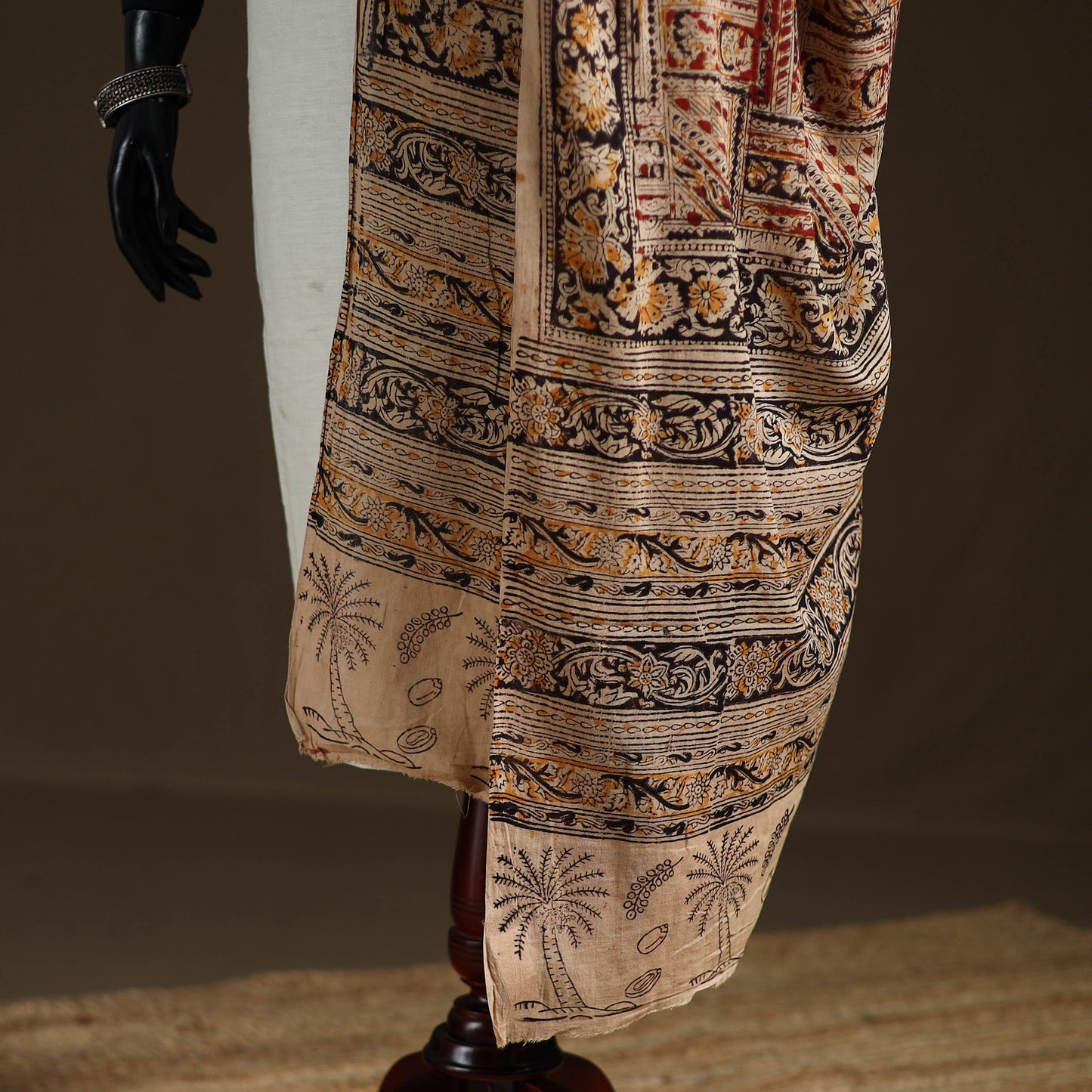 Kalamkari Hand Block Print Natural Dyed Cotton Dupatta 70