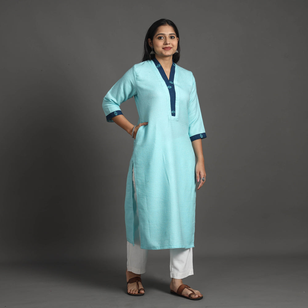 Nithya Light Blue Merino Woolen Kurta