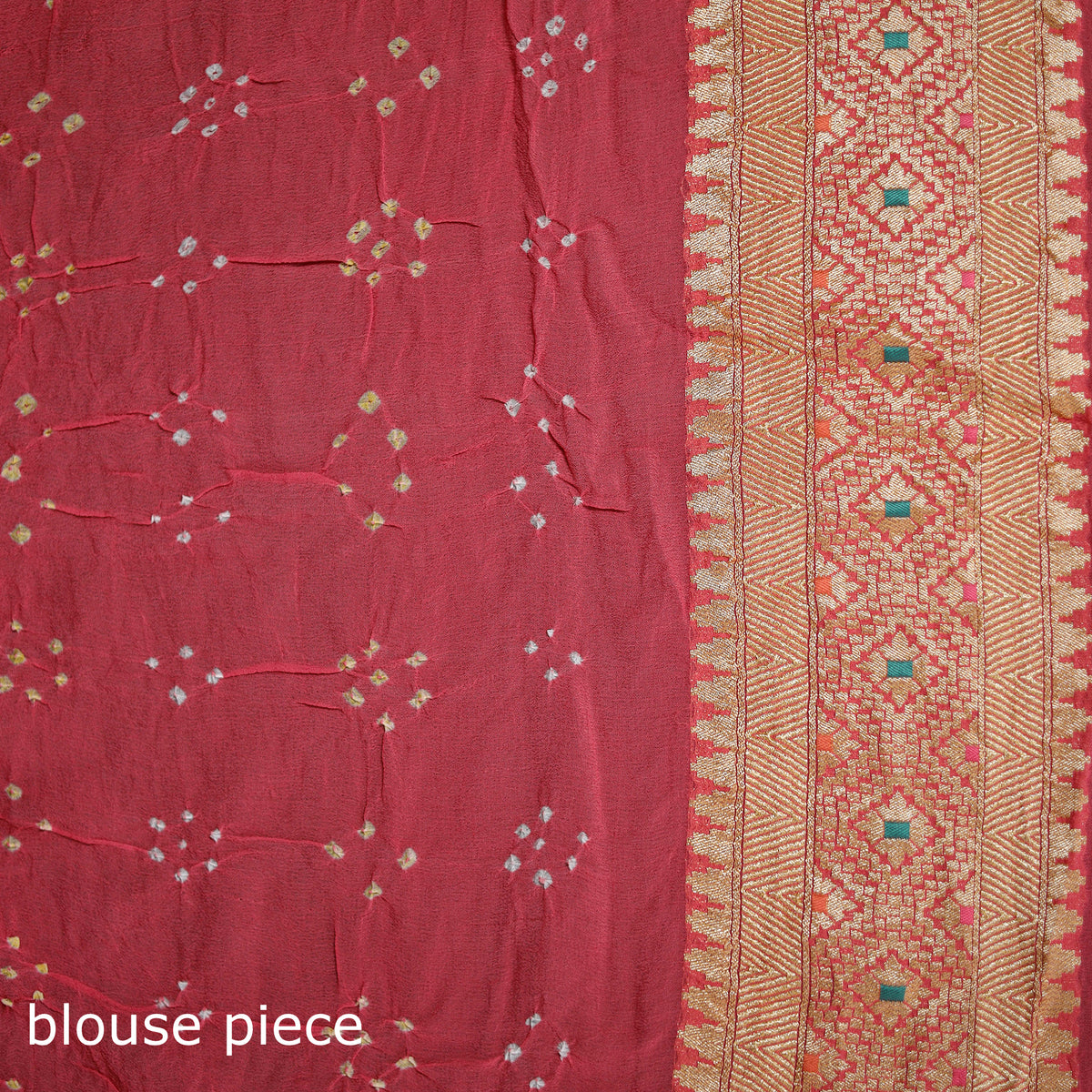 Kutch Bandhani Fine Georgette Banarasi Neem Zari Jaal Saree 04