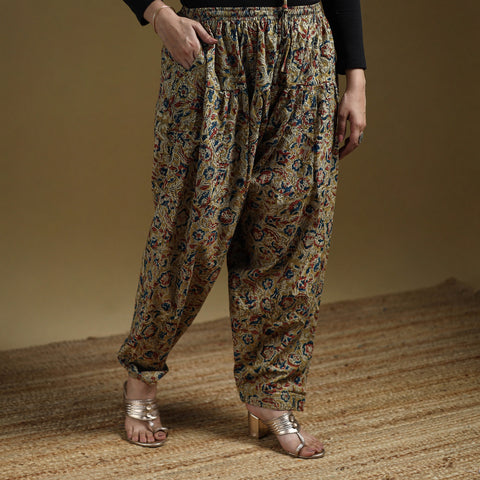 Yellow - Pedana Kalamkari Hand Block Print Natural Dyed Cotton Salwar 03