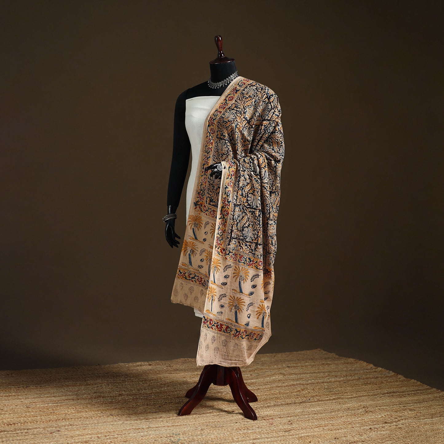 Kalamkari Hand Block Print Natural Dyed Cotton Dupatta 71