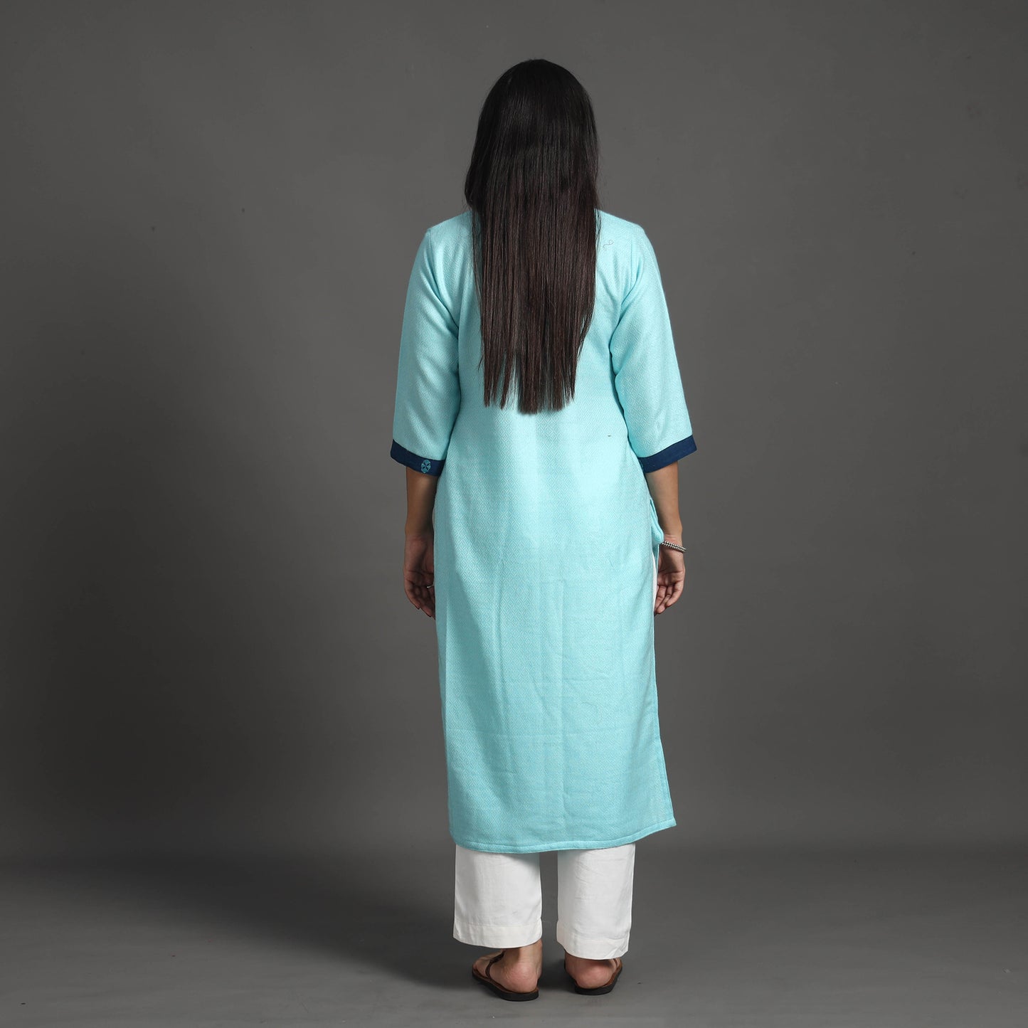 Nithya Light Blue Merino Woolen Kurta