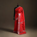 Red - Pure Handwoven Mangalagiri Silk Cotton Pattu Saree with Zari Border 17