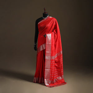 Pure Handwoven Mangalagiri Silk Cotton Pattu Saree with Zari Border 17