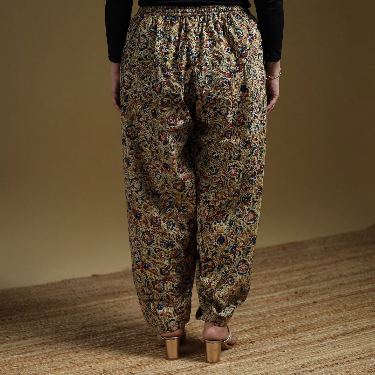 Yellow - Pedana Kalamkari Hand Block Print Natural Dyed Cotton Salwar 03