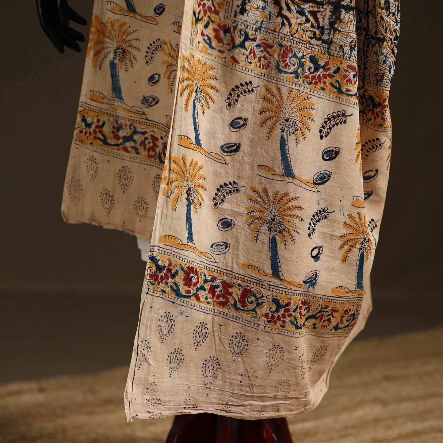 Kalamkari Hand Block Print Natural Dyed Cotton Dupatta 71