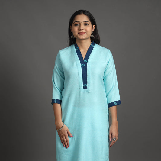 Nithya Light Blue Merino Woolen Kurta