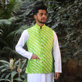 Leheriya Tie & Dye Chanderi Silk Handloom Light Green Nehru Jacket